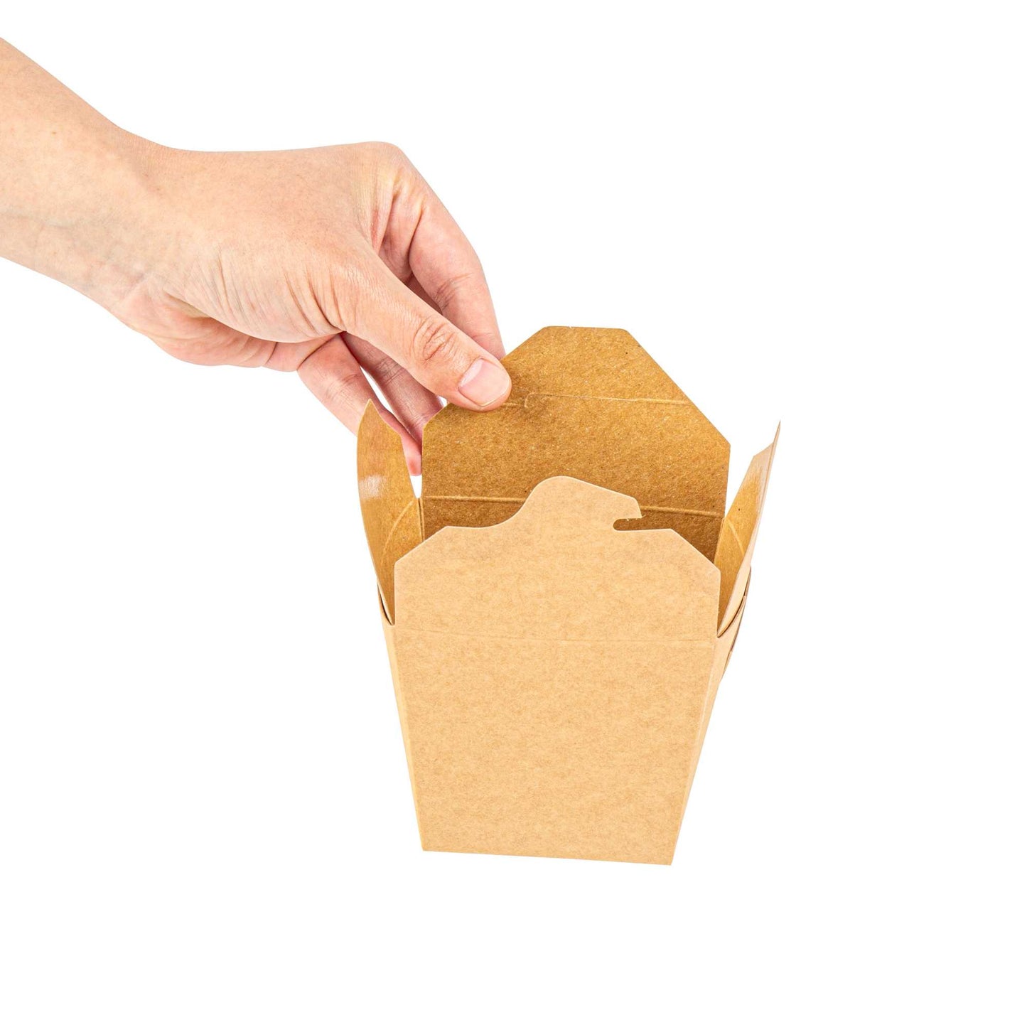Bio Tek 16 oz Square Kraft Paper Noodle Take Out Container - 3 1/2" x 3" x 3 1/4" - 25 count box