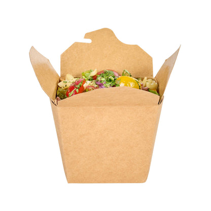 Bio Tek 16 oz Square Kraft Paper Noodle Take Out Container - 3 1/2" x 3" x 3 1/4" - 25 count box