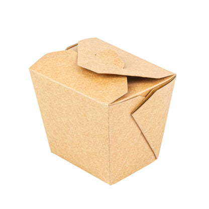 Bio Tek 16 oz Square Kraft Paper Noodle Take Out Container - 3 1/2" x 3" x 3 1/4" - 25 count box