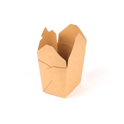 Bio Tek 16 oz Square Kraft Paper Noodle Take Out Container - 3 1/2" x 3" x 3 1/4" - 200 count box