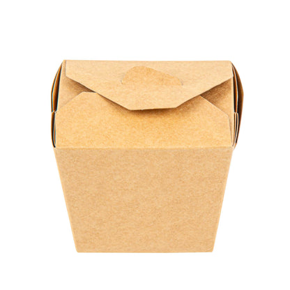 Bio Tek 16 oz Square Kraft Paper Noodle Take Out Container - 3 1/2" x 3" x 3 1/4" - 200 count box