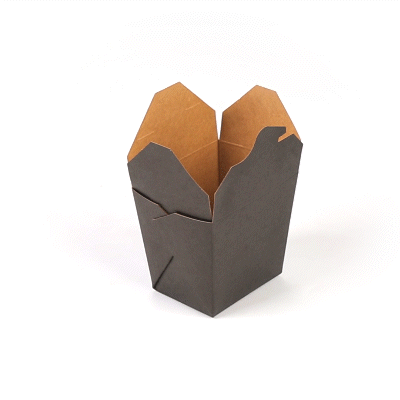 Bio Tek 16 oz Square Black Paper Noodle Take Out Container - 3 1/2" x 3" x 3 1/4" - 25 count box