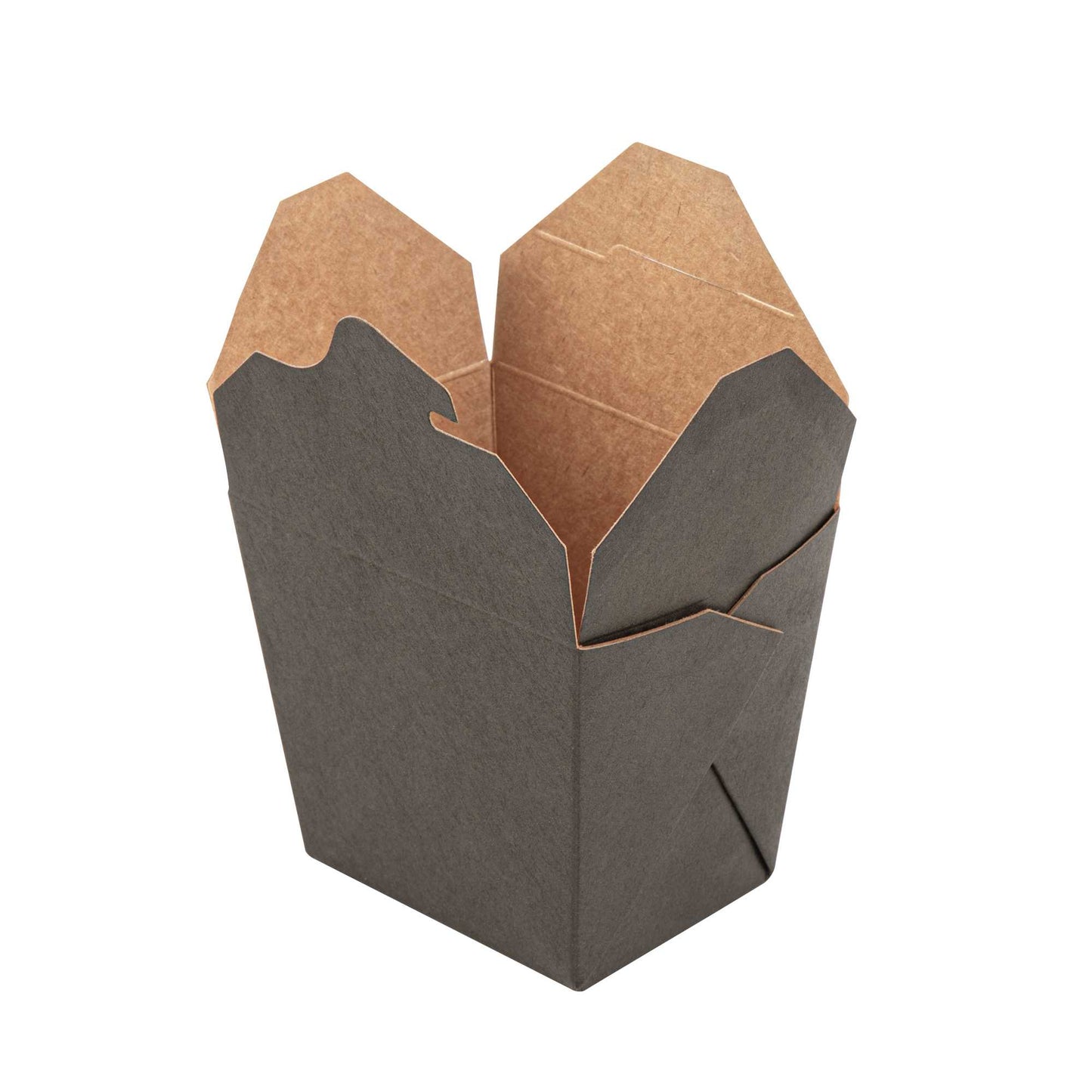 Bio Tek 16 oz Square Black Paper Noodle Take Out Container - 3 1/2" x 3" x 3 1/4" - 25 count box