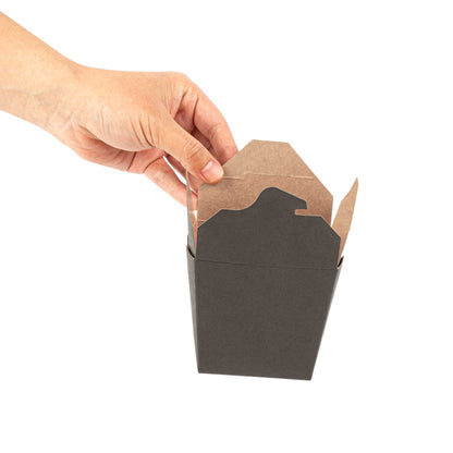 Bio Tek 16 oz Square Black Paper Noodle Take Out Container - 3 1/2" x 3" x 3 1/4" - 200 count box