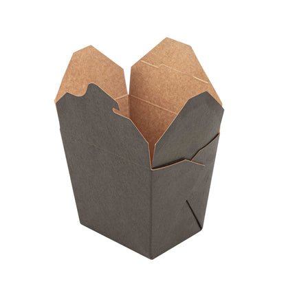 Bio Tek 16 oz Square Black Paper Noodle Take Out Container - 3 1/2" x 3" x 3 1/4" - 200 count box