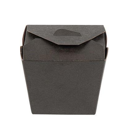 Bio Tek 16 oz Square Black Paper Noodle Take Out Container - 3 1/2" x 3" x 3 1/4" - 200 count box