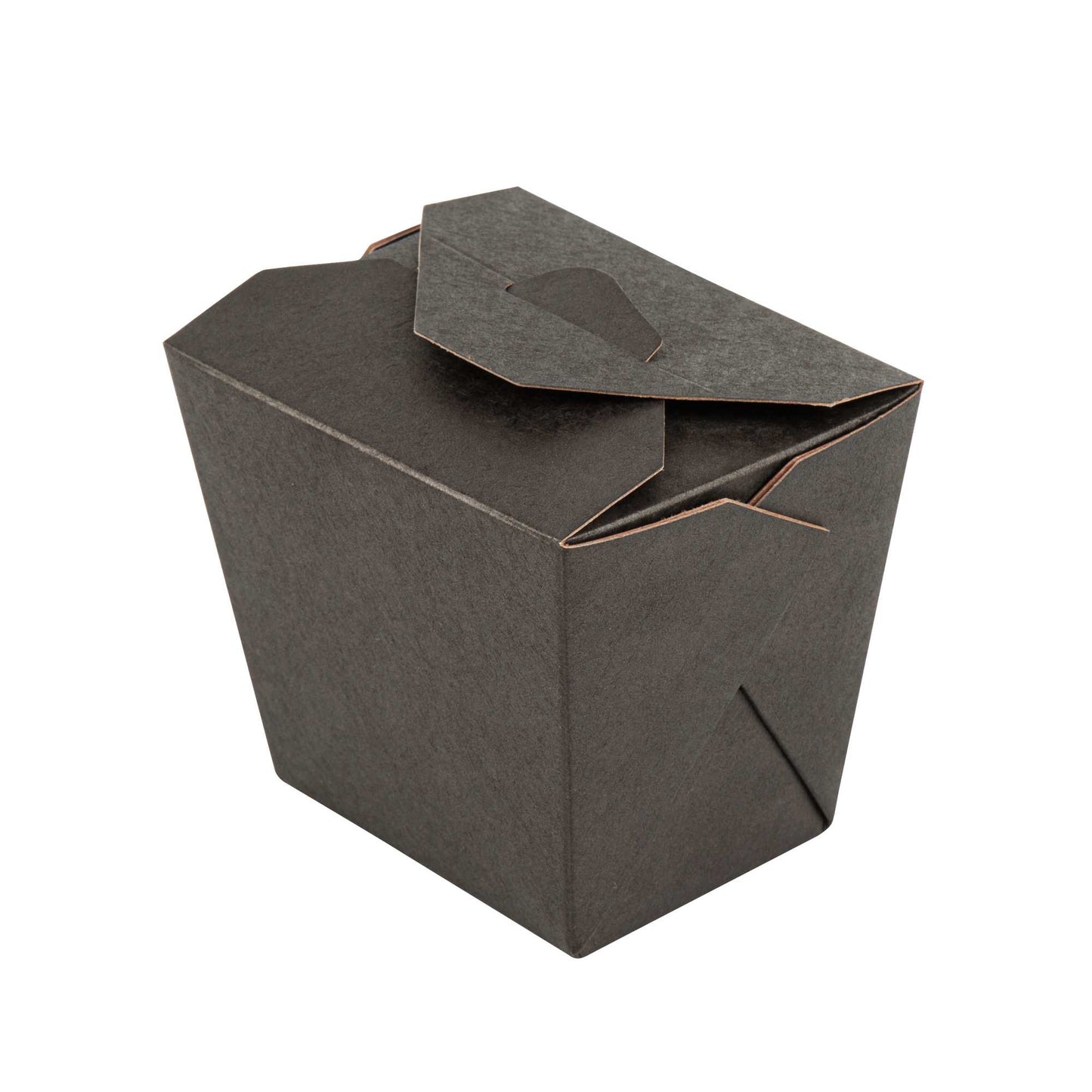 Bio Tek 16 oz Square Black Paper Noodle Take Out Container - 3 1/2" x 3" x 3 1/4" - 200 count box