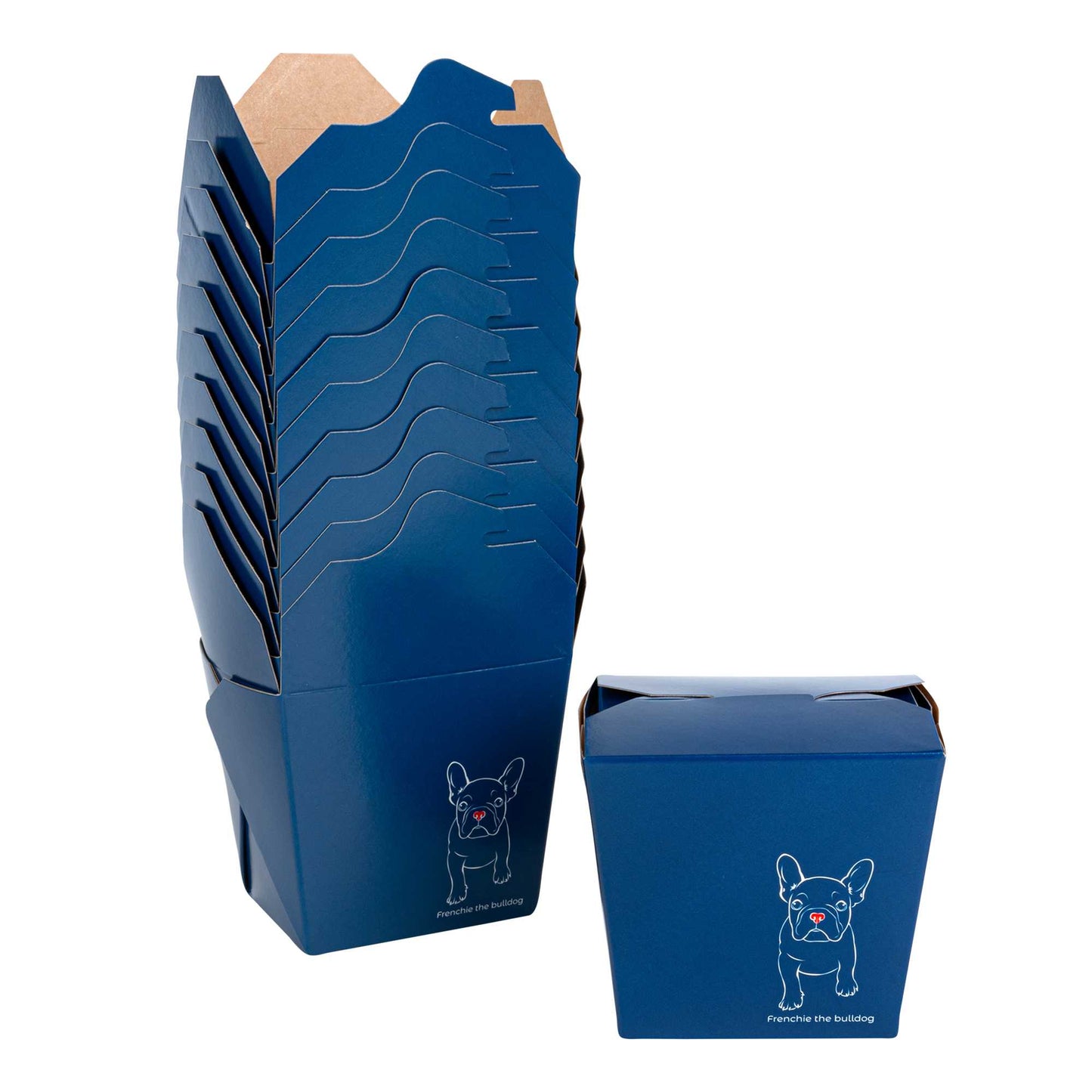 Bio Tek 16 oz Square Frenchie Paper Noodle Take Out Container - 3 1/2" x 3" x 3 1/4" - 200 count box