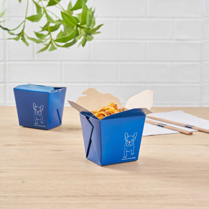 Bio Tek 16 oz Square Frenchie Paper Noodle Take Out Container - 3 1/2" x 3" x 3 1/4" - 50 count box