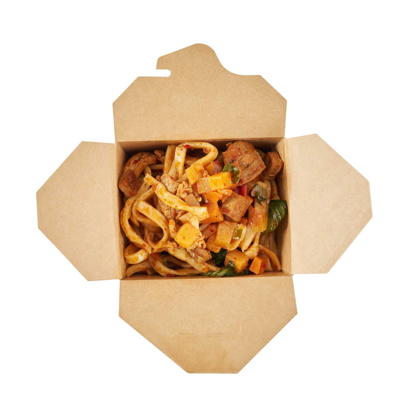 Bio Tek 16 oz Square Frenchie Paper Noodle Take Out Container - 3 1/2" x 3" x 3 1/4" - 50 count box