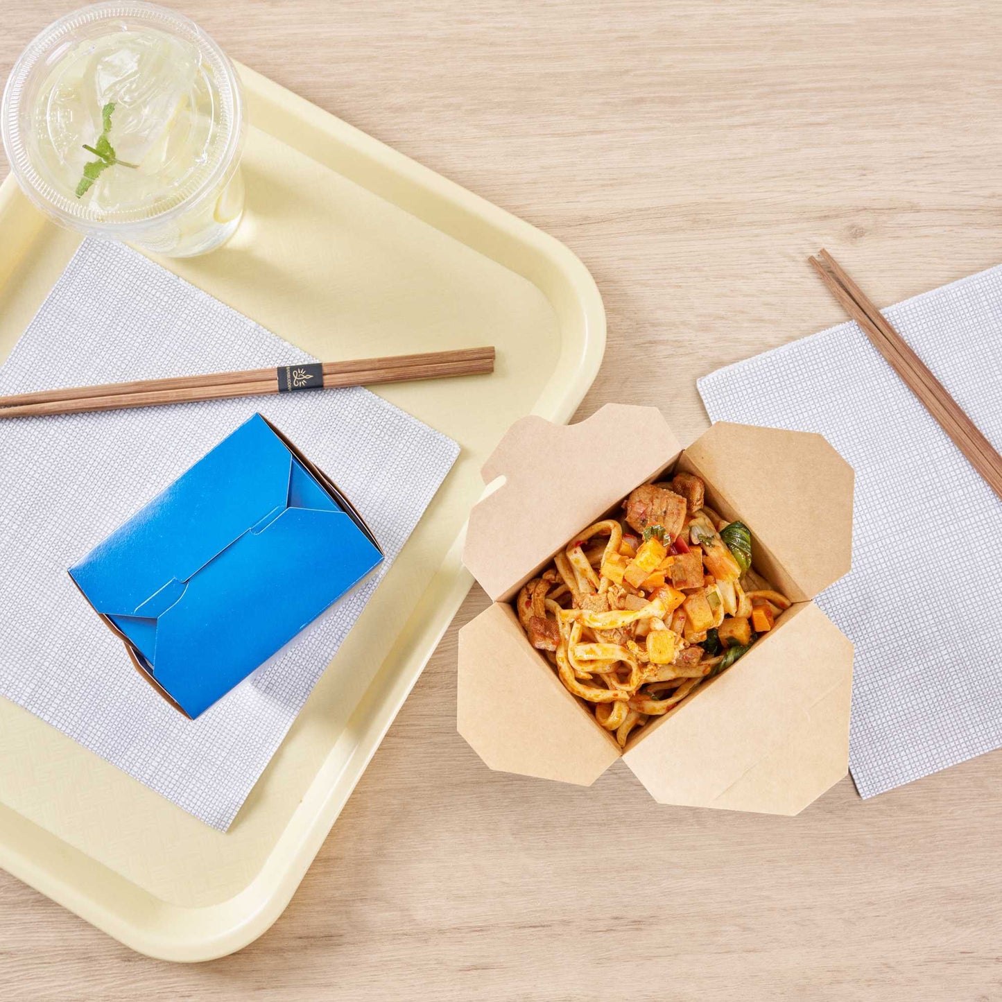 Bio Tek 16 oz Square Frenchie Paper Noodle Take Out Container - 3 1/2" x 3" x 3 1/4" - 50 count box
