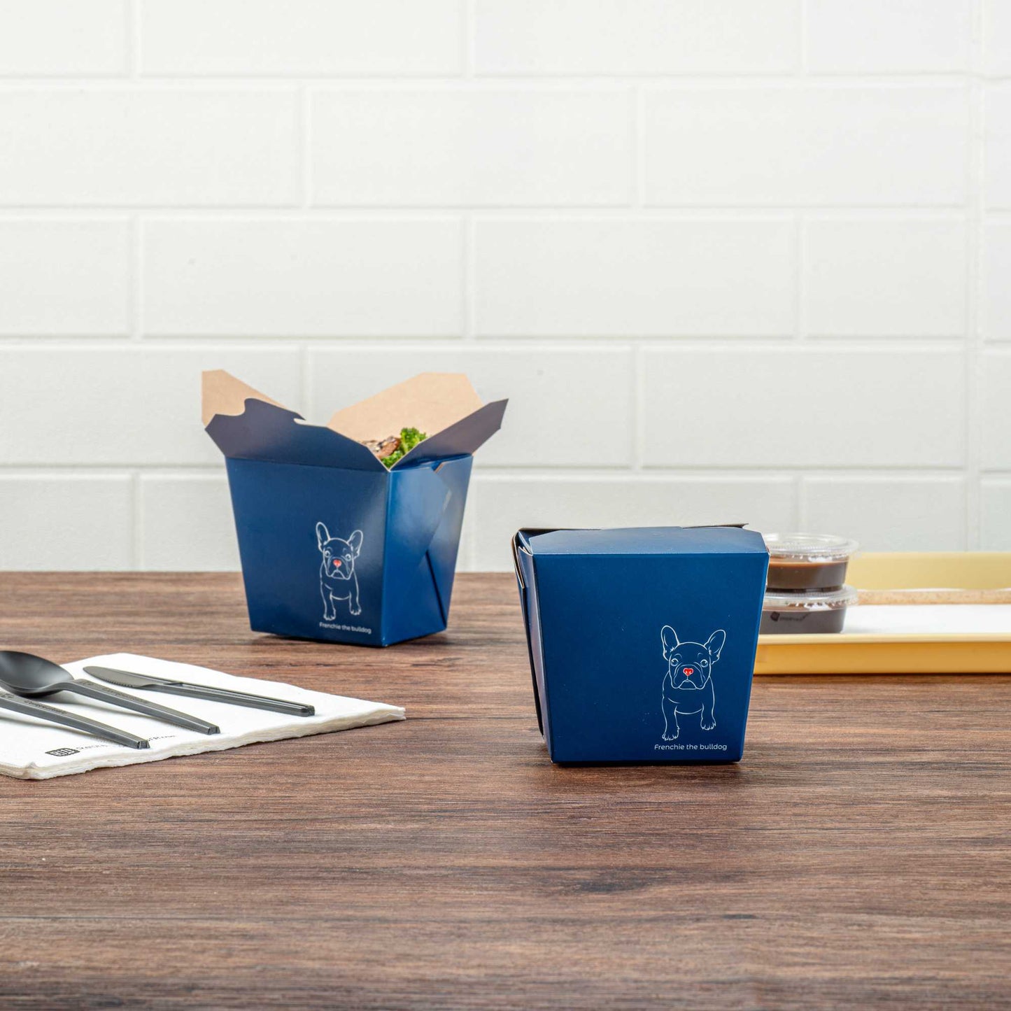 Bio Tek 16 oz Square Frenchie Paper Noodle Take Out Container - 3 1/2" x 3" x 3 1/4" - 200 count box