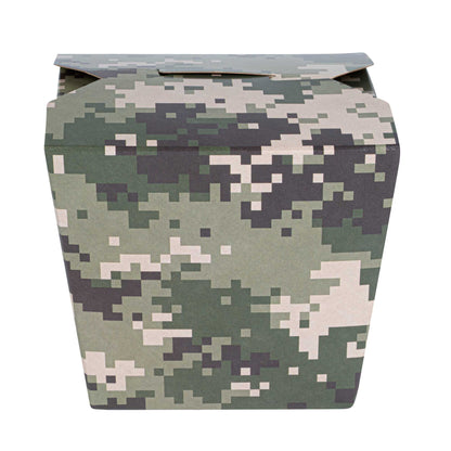 Bio Tek 16 oz Square Camouflage Paper Noodle Take Out Container - 3 1/2" x 3" x 3 1/4" - 50 count box