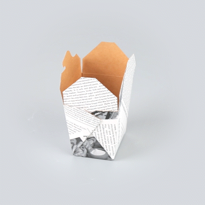 Bio Tek 16 oz Square Newsprint Paper Noodle Take Out Container - 3 1/2" x 3" x 3 1/4" - 200 count box
