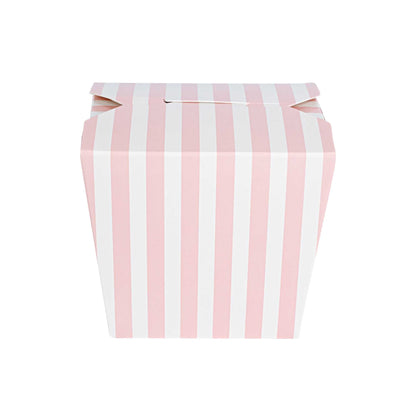 Bio Tek 16 oz Square Pink and White Stripe Paper Noodle Take Out Container - 3 1/2" x 3" x 3 1/4" - 200 count box