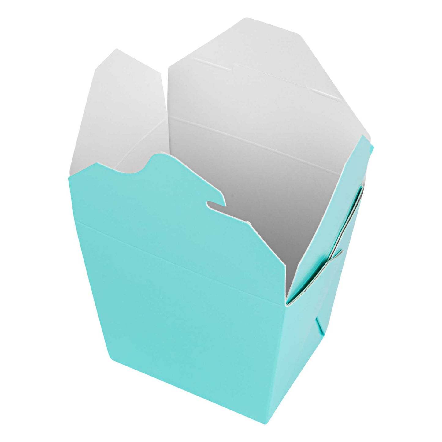 Bio Tek 16 oz Square Turquoise Paper Noodle Take Out Container - 3 1/2" x 3" x 3 1/4" - 200 count box