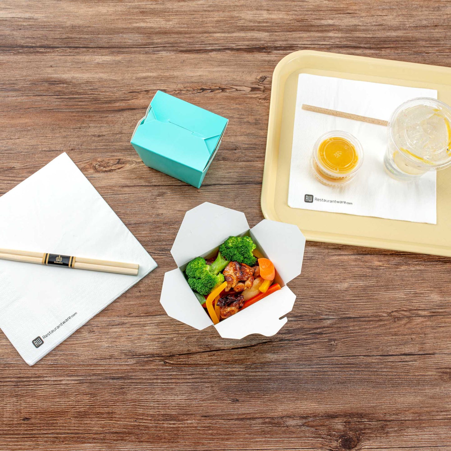 Bio Tek 16 oz Square Turquoise Paper Noodle Take Out Container - 3 1/2" x 3" x 3 1/4" - 200 count box