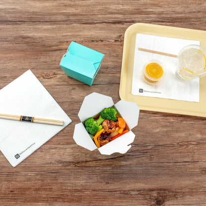 Bio Tek 16 oz Square Turquoise Paper Noodle Take Out Container - 3 1/2" x 3" x 3 1/4" - 200 count box