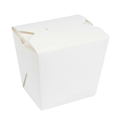 Bio Tek 16 oz Square White Paper Noodle Take Out Container - 3 1/2" x 3" x 3 1/4" - 200 count box
