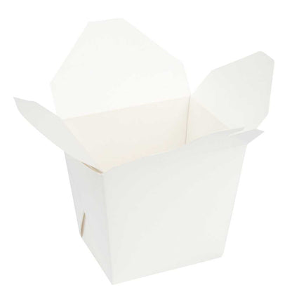 Bio Tek 16 oz Square White Paper Noodle Take Out Container - 3 1/2" x 3" x 3 1/4" - 25 count box