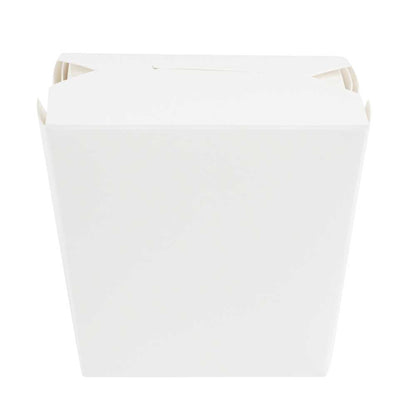 Bio Tek 16 oz Square White Paper Noodle Take Out Container - 3 1/2" x 3" x 3 1/4" - 25 count box