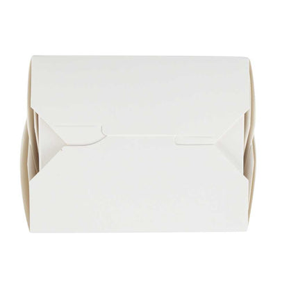 Bio Tek 16 oz Square White Paper Noodle Take Out Container - 3 1/2" x 3" x 3 1/4" - 25 count box
