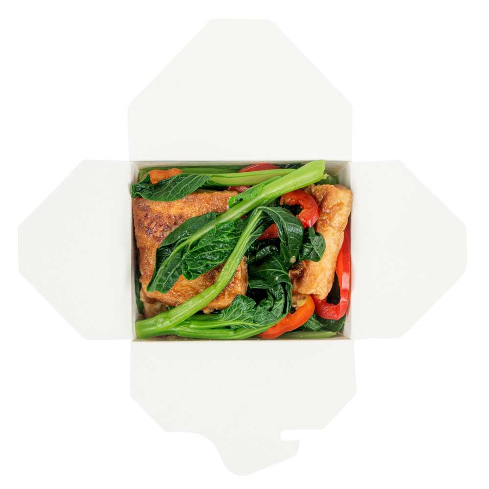 Bio Tek 16 oz Square White Paper Noodle Take Out Container - 3 1/2" x 3" x 3 1/4" - 200 count box