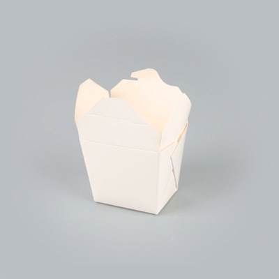 Bio Tek 16 oz Square White Paper Noodle Take Out Container - 3 1/2" x 3" x 3 1/4" - 200 count box