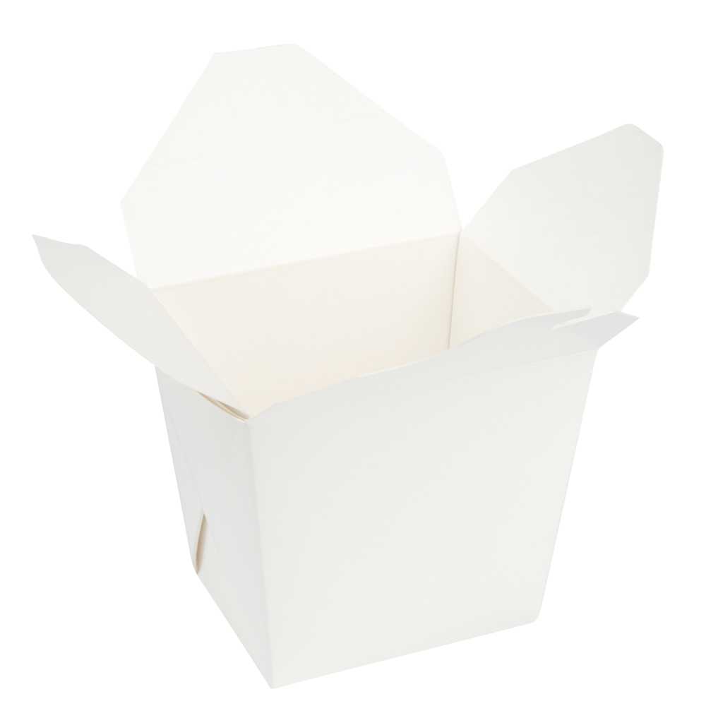 Bio Tek 16 oz Square White Paper Noodle Take Out Container - 3 1/2" x 3" x 3 1/4" - 200 count box