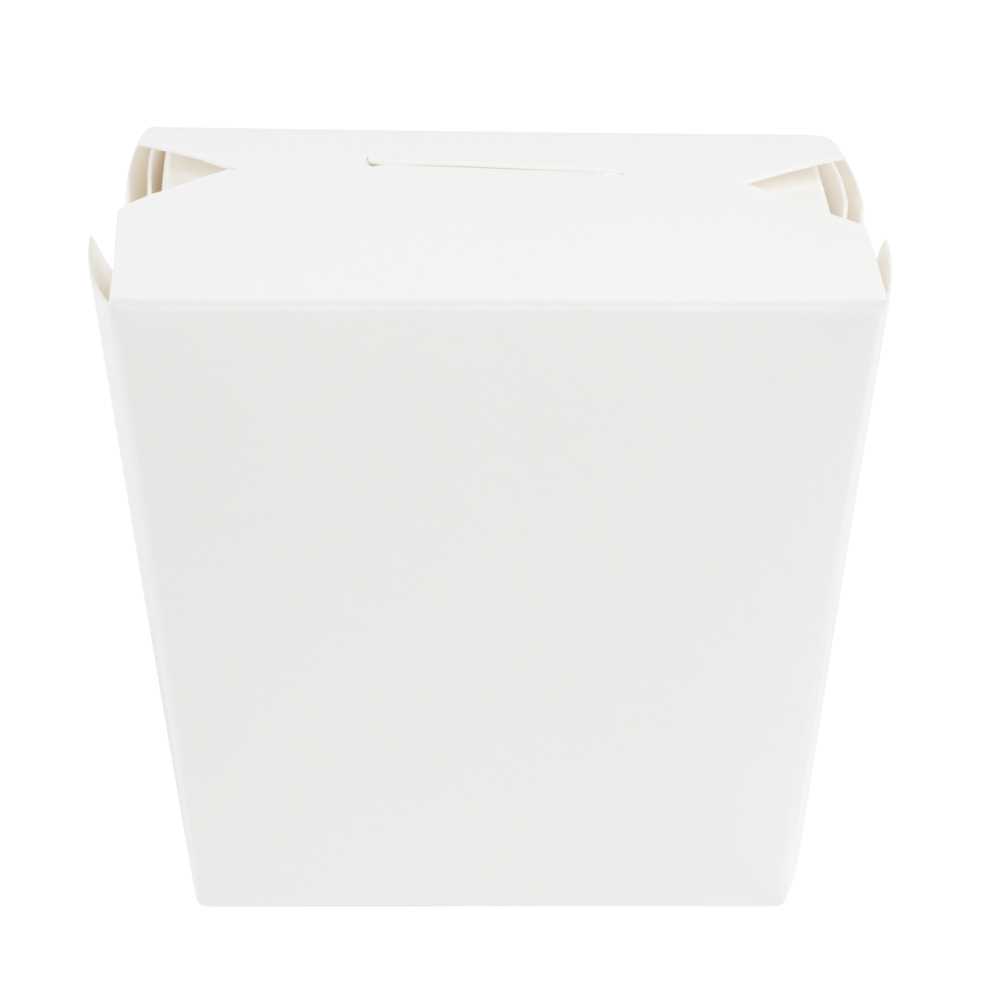 Bio Tek 16 oz Square White Paper Noodle Take Out Container - 3 1/2" x 3" x 3 1/4" - 200 count box