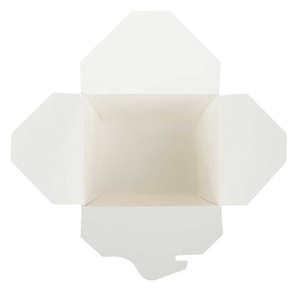Bio Tek 16 oz Square White Paper Noodle Take Out Container - 3 1/2" x 3" x 3 1/4" - 200 count box