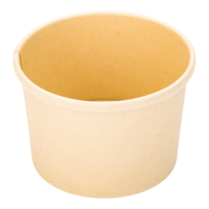 Bio Tek 8 oz Round Bamboo Paper Soup Container - 3 1/2" x 3 1/2" x 2 1/2" - 25 count box