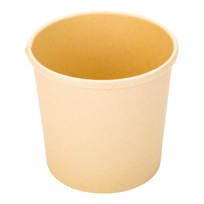 Bio Tek 12 oz Round Bamboo Paper Soup Container - 3 1/2" x 3 1/2" x 3 1/2" - 25 count box