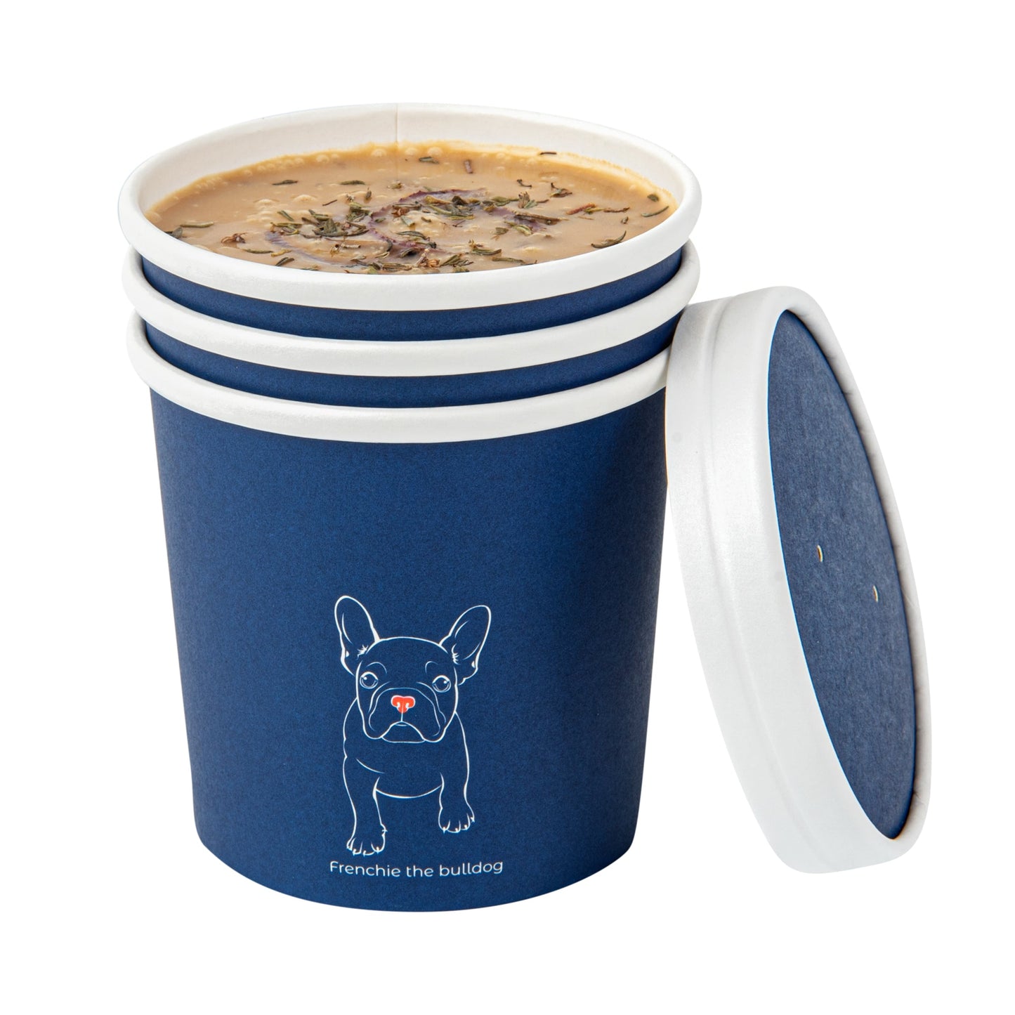 Bio Tek 12 oz Round Frenchie Paper Soup Container - 3 1/2" x 3 1/2" x 3 1/2" - 25 count box