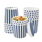 Bio Tek 12 oz Round Blue and White Stripe Paper Soup Container - 3 1/2" x 3 1/2" x 3 1/2" - 25 count box