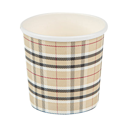 Bio Tek 12 oz Round Plaid Paper Soup Container - 3 1/2" x 3 1/2" x 3 1/2" - 25 count box