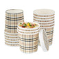 Bio Tek 12 oz Round Plaid Paper Soup Container - 3 1/2" x 3 1/2" x 3 1/2" - 25 count box