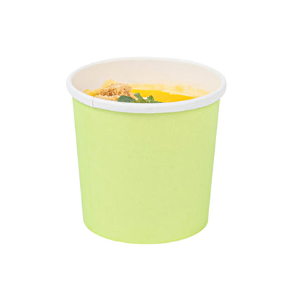 Bio Tek 12 oz Round Eco Green Paper Soup Container - 3 1/2" x 3 1/2" x 3 1/2" - 200 count box