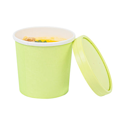 Bio Tek 12 oz Round Eco Green Paper Soup Container - 3 1/2" x 3 1/2" x 3 1/2" - 200 count box