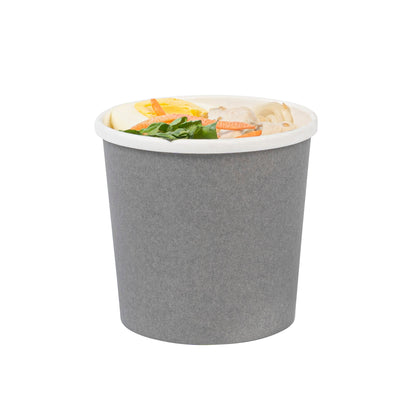 Bio Tek 12 oz Round Gray Paper Soup Container - 3 1/2" x 3 1/2" x 3 1/2" - 25 count box