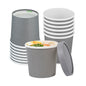Bio Tek 12 oz Round Gray Paper Soup Container - 3 1/2" x 3 1/2" x 3 1/2" - 25 count box