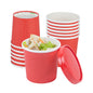 Bio Tek 12 oz Round Red Paper Soup Container - 3 1/2" x 3 1/2" x 3 1/2" - 25 count box