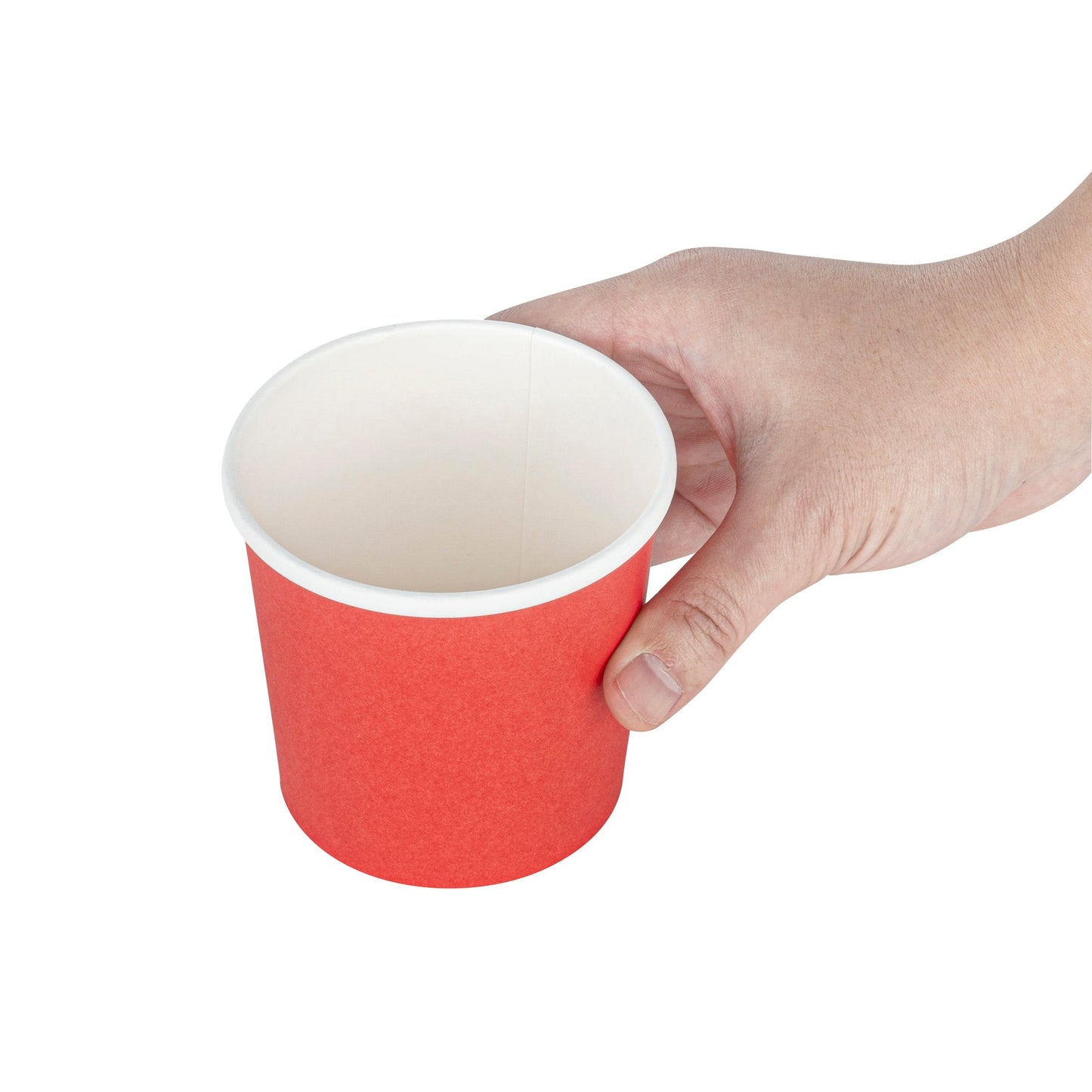 Bio Tek 12 oz Round Red Paper Soup Container - 3 1/2" x 3 1/2" x 3 1/2" - 25 count box