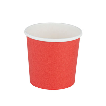 Bio Tek 12 oz Round Red Paper Soup Container - 3 1/2" x 3 1/2" x 3 1/2" - 200 count box