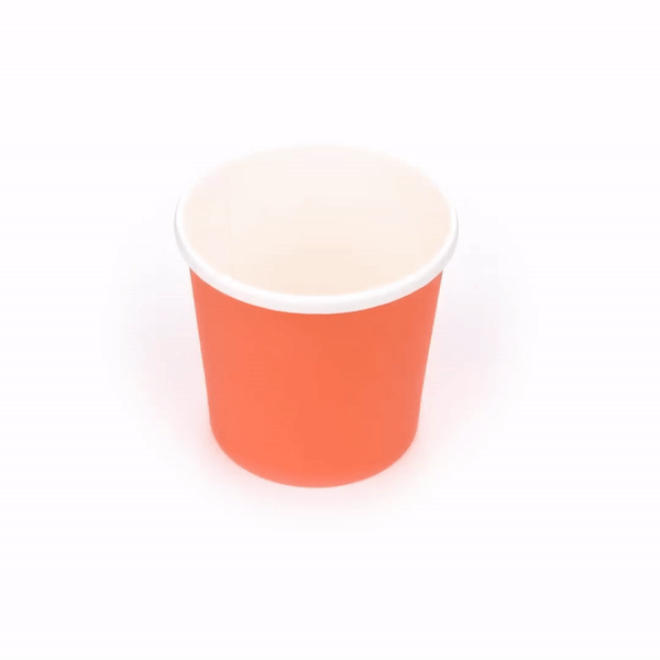 Bio Tek 12 oz Round Tangerine Orange Paper Soup Container - 3 1/2" x 3 1/2" x 3 1/2" - 25 count box