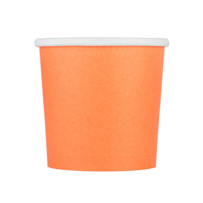 Bio Tek 12 oz Round Tangerine Orange Paper Soup Container - 3 1/2" x 3 1/2" x 3 1/2" - 25 count box
