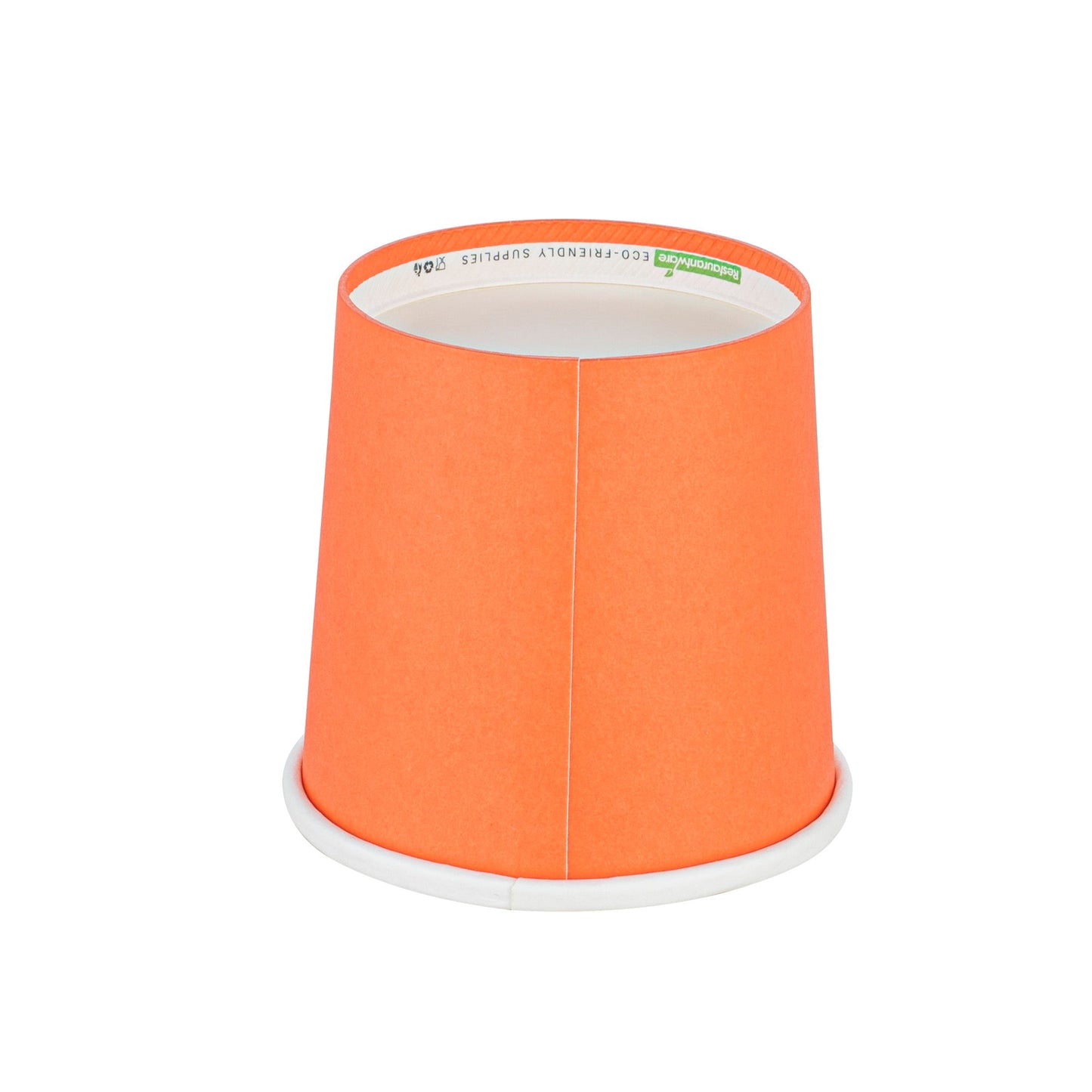 Bio Tek 12 oz Round Tangerine Orange Paper Soup Container - 3 1/2" x 3 1/2" x 3 1/2" - 25 count box