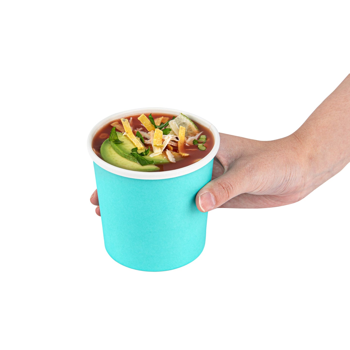 Bio Tek 12 oz Round Turquoise Paper Soup Container - 3 1/2" x 3 1/2" x 3 1/2" - 25 count box