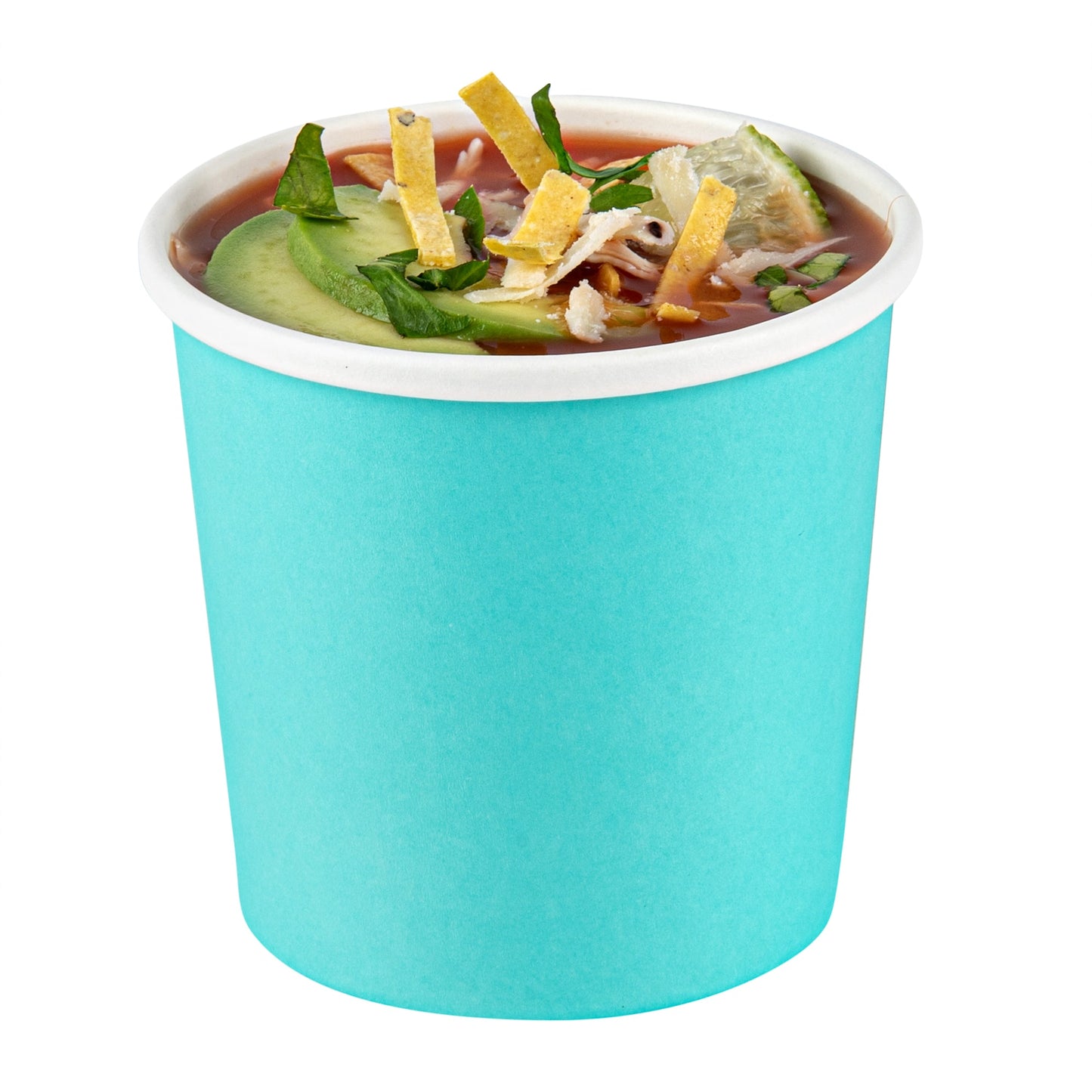 Bio Tek 12 oz Round Turquoise Paper Soup Container - 3 1/2" x 3 1/2" x 3 1/2" - 200 count box