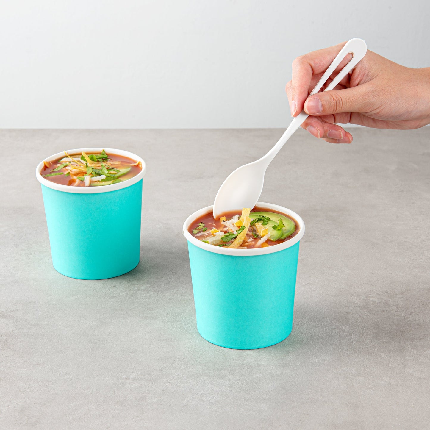 Bio Tek 12 oz Round Turquoise Paper Soup Container - 3 1/2" x 3 1/2" x 3 1/2" - 200 count box